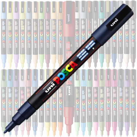 Marker PC-3M Posca cu vopsea pe baza de apa,varf fin, 0.9-1.3 mm,bleumarin [1]