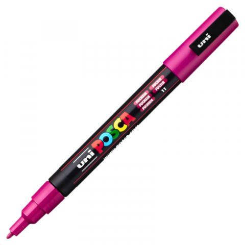 Produse art & craft-Lucru manual - Marker PC-3M Posca cu vopsea pe baza de apa,varf fin, 0.9-1.3 mm,fuchsia