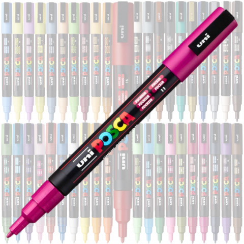Marker PC-3M Posca cu vopsea pe baza de apa,varf fin, 0.9-1.3 mm,fuchsia [1]
