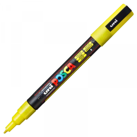 Produse marca POSCA - Marker PC-3M Posca cu vopsea pe baza de apa,varf fin, 0.9-1.3 mm,galben cu sclipici