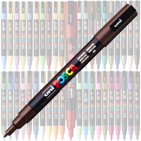 Marker PC-3M Posca cu vopsea pe baza de apa,varf fin, 0.9-1.3 mm,maro inchis [1]