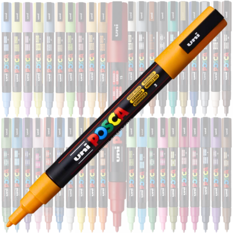 Marker PC-3M Posca cu vopsea pe baza de apa,varf fin, 0.9-1.3 mm,portocaliu inchis [1]