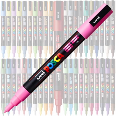 Marker PC-3M Posca cu vopsea pe baza de apa,varf fin, 0.9-1.3 mm,roz [1]