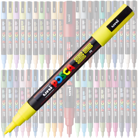 Marker PC-3M Posca cu vopsea pe baza de apa,varf fin, 0.9-1.3 mm,sunshine yellow [1]