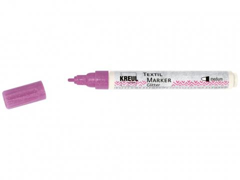 Produse art & craft-Lucru manual - Marker Kreul Glitter pentru textile ,vârf mediu 2-4 mm, 9 culori