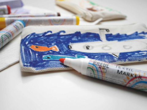 Marker pentru textile cu varf mediu pentru copii  Junior Kreul, 12 culori/set [3]