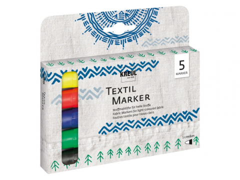 Produse art & craft-Lucru manual - Marker pentru textile ,vârf mediu, 5 bucati/set