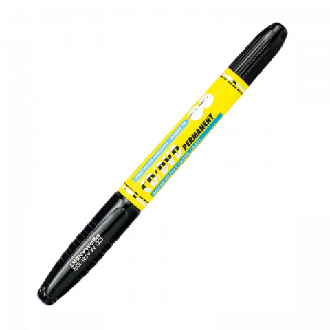 Markere permanente - Marker permanent cu varf rotund, 0.8mm / 3.8mm, 2 capete, negru