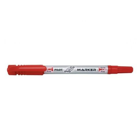 Papetarie & Birotica - Marker permanent pentru CD/DVD Pilot Twin negru si rosu 0.7mm rosu