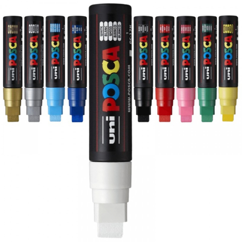 Marker UNI PC-17K Posca,15.0 mm,varf tesit,alb [3]