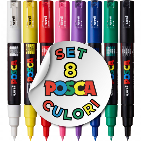 Produse marca POSCA - Marker UNI PC-1M Posca 0.7 mm, set 8 culori