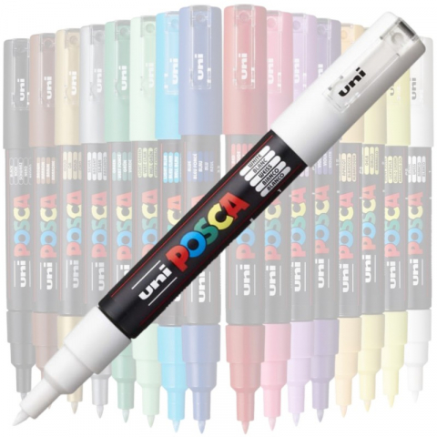 Marker UNI PC-1M Posca 0.7 mm,varf rotund,alb [2]