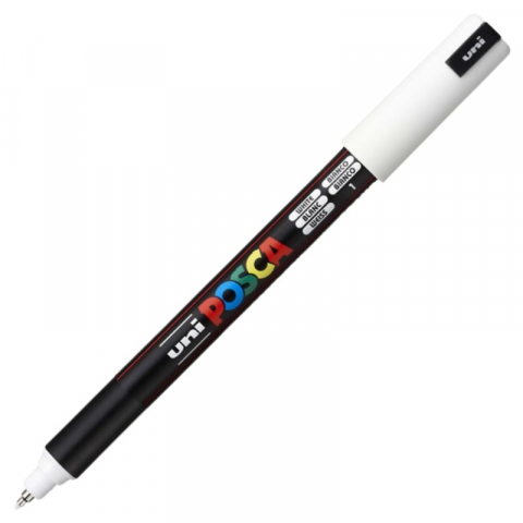 Produse art & craft-Lucru manual - Marker UNI PC-1MR Posca, 0.7 mm,varf fin metalic,alb