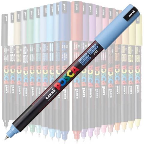 Marker UNI PC-1MR Posca, 0.7 mm,varf fin metalic,albastru glaciar [1]