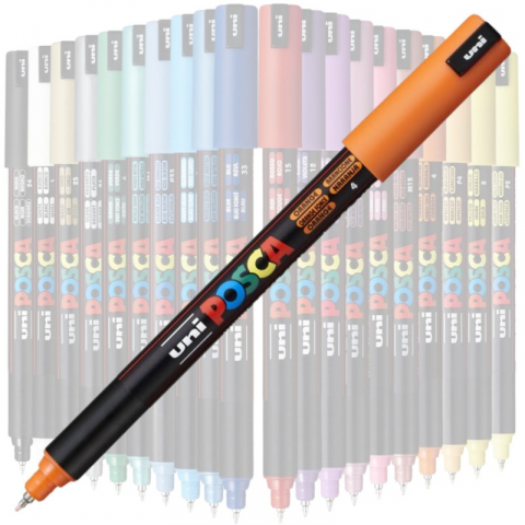 Marker UNI PC-1MR Posca, 0.7 mm,varf fin metalic,portocaliu [1]