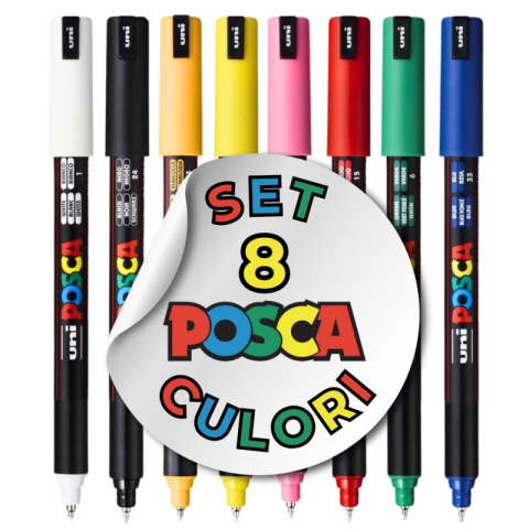 Produse art & craft-Lucru manual - Marker UNI PC-1MR Posca 0.7 mm,varf fin metalic, set 8 culori