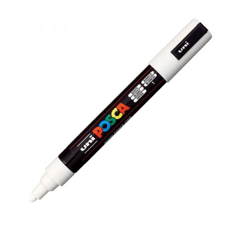 Produse marca POSCA - Marker UNI PC-5M Posca, 1.8-2.5 mm,varf mediu,alb