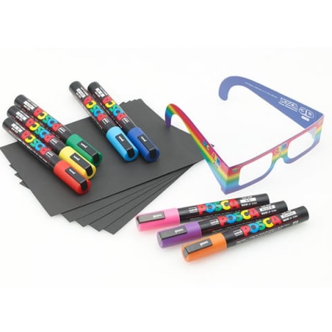 Produse marca POSCA - Marker UNI PC-5M Posca 18-25mm set 5 culori+ochelari
