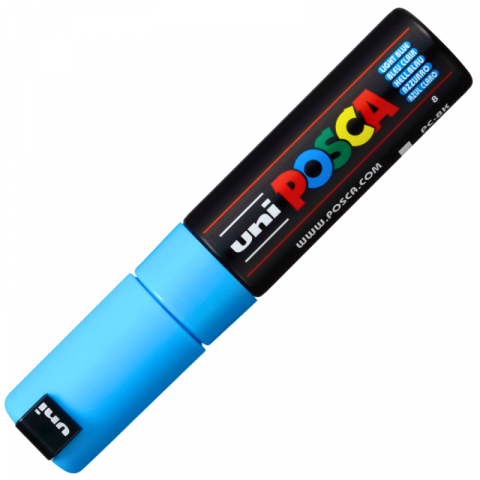Marker UNI PC-8K Posca, 8.0 mm,varf tesit,albastru deschis [1]