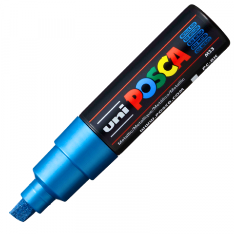 Produse marca POSCA - Marker UNI PC-8K Posca, 8.0 mm,varf tesit,albastru metalizat