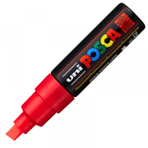 Produse marca POSCA - Marker UNI PC-8K Posca, 8.0 mm,varf tesit,rosu fluorescent