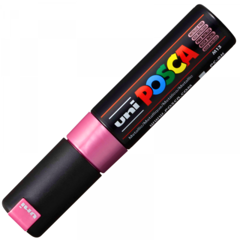 Marker UNI PC-8K Posca, 8.0 mm,varf tesit,roz metalizat [1]