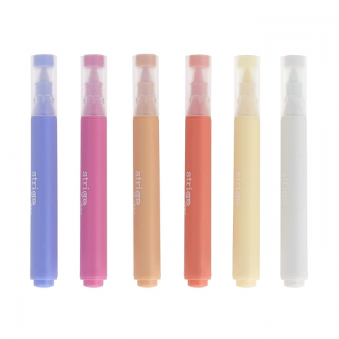 Markere acrilice Strigo – Set 6 culori, vârf tip pensulă [2]