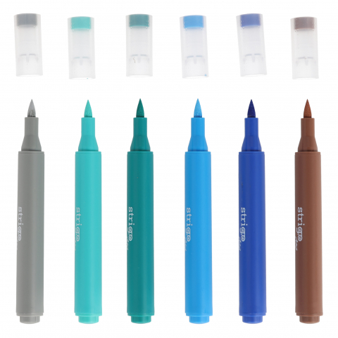 Markere acrilice Strigo – Set 6 culori, vârf tip pensulă [3]
