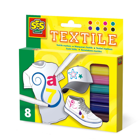 Produse art & craft-Lucru manual - Set 8 markere de copii pentru colorat materiale textile, 8 culori/set