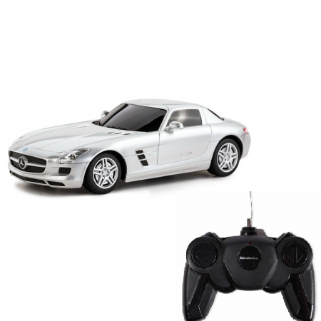 Masinute si vehicule cu telecomanda - Mașină cu Telecomandă Mercedes-Benz SLS AMG Argintie, Scara 1:24