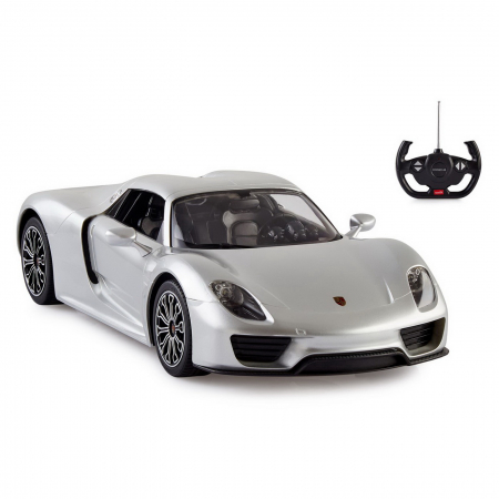 Masinute si vehicule cu telecomanda - MASINA CU TELECOMANDA PORSCHE 918 SPYDER ARGINTIU SCARA 1 LA 14