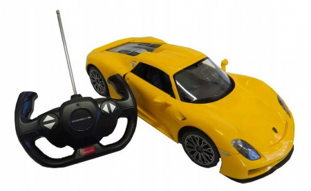 Masinute si vehicule cu telecomanda - MASINA CU TELECOMANDA PORSCHE 918 SPYDER GALBEN SCARA 1 LA 14