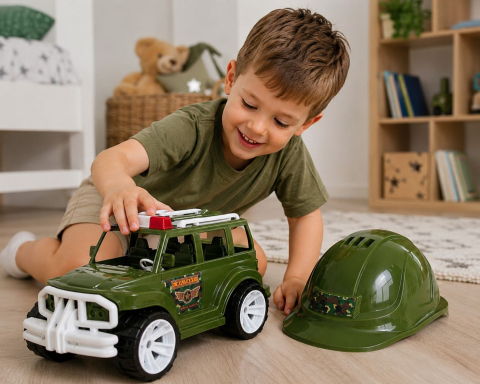 MASINA JEEP OFF ROADER CU CASCA MILITAR 32CM [3]