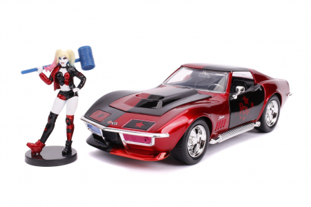 Mașinuță Metal Harley Quinn 1969 Chevy Corvette 1:24  [1]