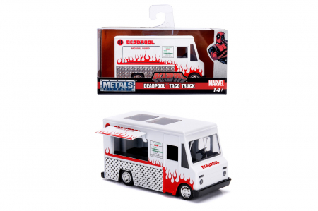 Masinute, Motociclete, Elicoptere, Avioane & Trenulete - Mașinuță Metalică Food Truck Deadpool 1:32 