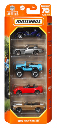 Masinute, Motociclete, Elicoptere, Avioane & Trenulete - Matchbox set 5 masinute metalice blue highways ii scara 1:64