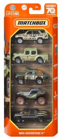 Masinute, Motociclete, Elicoptere, Avioane & Trenulete - Matchbox Set 5 Mașinuțe Metalice MBX Adventure II 