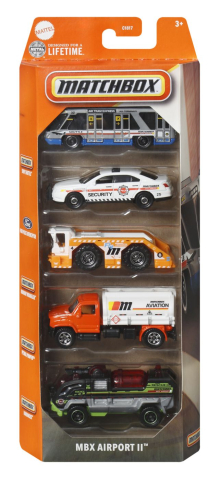 Avioane si Elicoptere jucărie - MATCHBOX SET 5 MASINUTE METALICE MBX AIRPORT II SCARA 1 LA 64