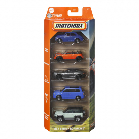 Jocuri si articole copii - MATCHBOX SET 5 MASINUTE METALICE MBX BRITISH ROADWAYS SCARA 1:64