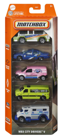 Jocuri si articole copii - MATCHBOX SET 5 MASINUTE METALICE MBX CITY DRIVERS V SCARA 1 LA 64