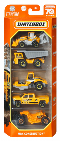 Masinute, Motociclete, Elicoptere, Avioane & Trenulete - Matchbox set 5 masinute metalice mbx construction scara 1:64
