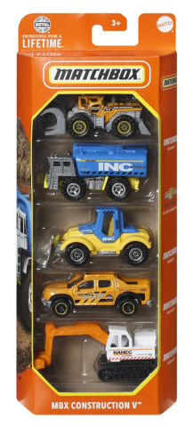 Jocuri si articole copii - Matchbox Set 5 Masinute Metalice Mbx Construction V Scara 1:64