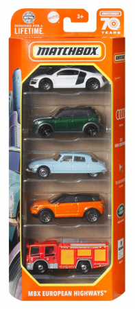 Masinute, Motociclete, Elicoptere, Avioane & Trenulete - Matchbox set 5 masinute metalice mbx european highways scara 1:64