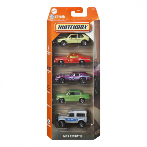 Jocuri si articole copii - MATCHBOX SET 5 MASINUTE METALICE MBX RETRO II SCARA 1:64