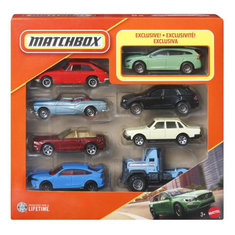 Avioane si Elicoptere jucărie - MATCHBOX SET 8 MASINUTE METALICE EXCLUSIV VOLVO V60 2016 SCARA 1 LA 64