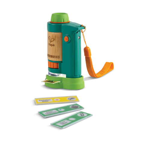 Jocuri si Jucarii Educative - Microscop de jucarie pentru copii din bambus,10x6.4x4.8 cm, +4 ani