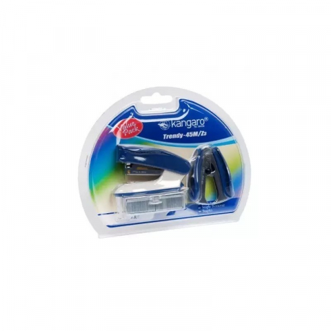 Capsatoare si decapsatoare - Mini Capsator +decapsator+capse 24/6 pentru 15coli, albastru, model  Kangaro TRENDY-45M/Z3