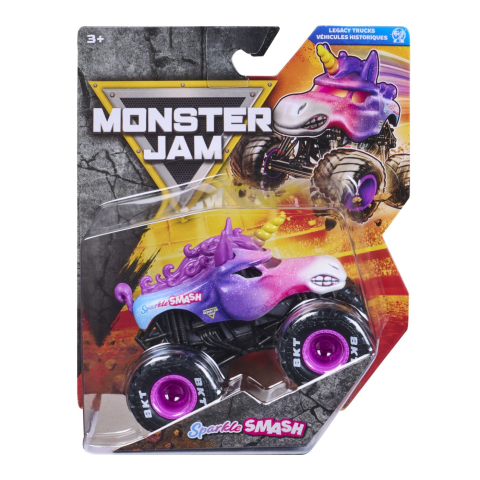 Vehicule și mașinuțe - MONSTER JAM LEGACY TRUCKS MASINUTA METALICA SPARKLE SMASH SCARA 1 LA 64