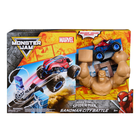 Avioane si Elicoptere jucărie - MONSTER JAM MARVEL SET UIMITORUL SPIDER MAN BATALIA DIN ORASUL OMULUI NISIP