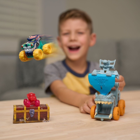 MONSTER JAM MINI JAMS SET DE JOACA LANSATOR MEGALODON DISTRUGATOR MARIN [4]